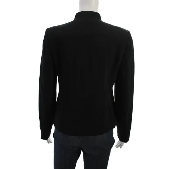 Philippe Adec Womens Black Polyester Mock Neck Blazer Zip Long Sleeve Size 4 - Picture 3 of 5